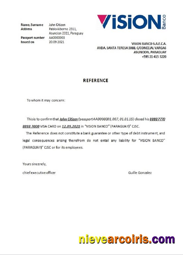 Paraguay Vision closure reference